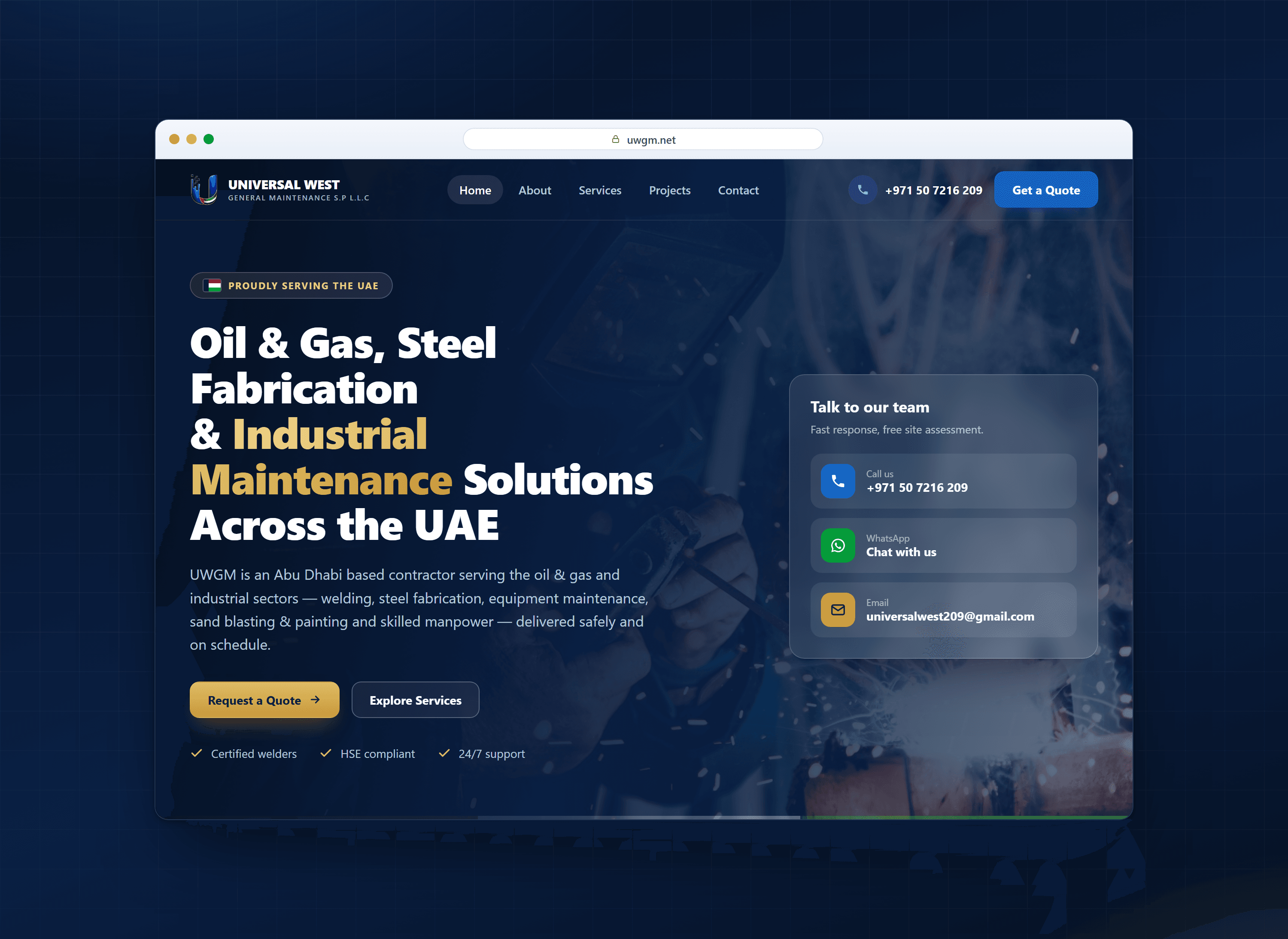 Screenshot of Universal West General Maintenance